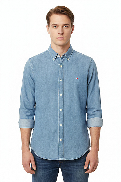 Riflová Pánská Košile Modrá TOMMY HILFIGER Vel. L