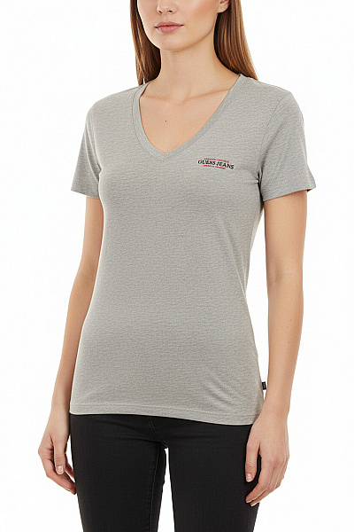 Guess Jednoduché Dámské Tričko Šedé Second Hand Vel. S