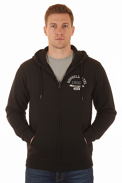 Pánská Mikina Na Zip Černá RUSSELL COLLECTION Vel. XXL