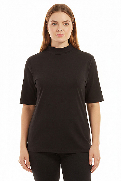 Brookshire Dámské černé Tričko S Rolákem A Krátkým Rukávem Basic Vel. Xl