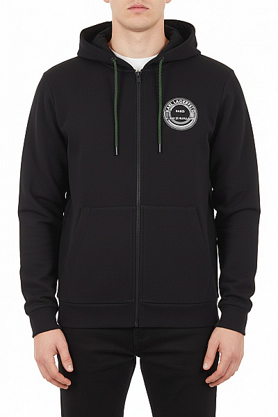 Karl Lagerfeld Pánská Bavlněná černá Mikina S Kapucí Na Zip Streetwear Velikost M
