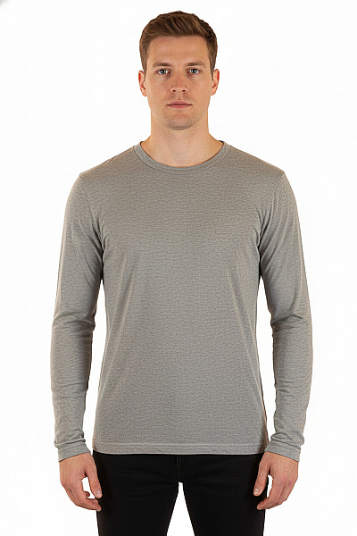 BRAVE SOUL Pánské Bavlněné Tričko šedé Basic Jednobarevné S Dlouhým Rukávem Velikost M