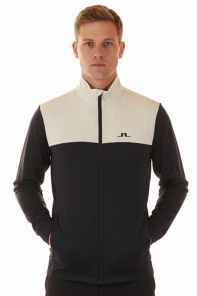 J.Lindeberg Polyesterová Sportovní Celorozepínací Mikina Se Stojáčkem černobílá Vel. M