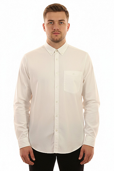 ELIAS RUMELIS Pánská Bílá Košile Dlouhý Rukáv Ležérní Business Regular Fit Jednobarevné Vel. XXL