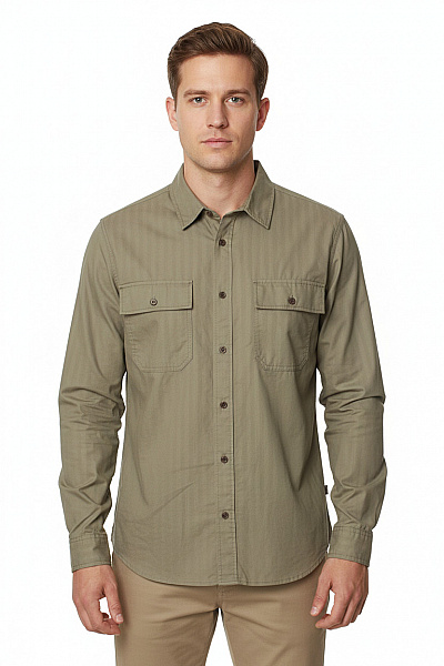 Pánská Košile Jednobarevná Zelená WOOD Vel. XXL