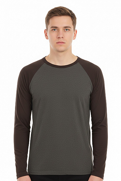 BRAVE SOUL Pánské Tričko Dlouhý Rukáv Raglánový Šedé Tmavě Šedé Basic