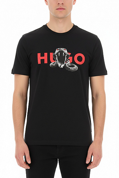 Hugo Boss Černé Pánské Tričko S Krátkým Rukávem A Potiskem Hada Vel. M