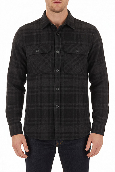 JACK & JONES Pánská Bavlněná Flanelová Kostkovaná Tmavá Košile Dlouhý Rukáv Ležérní Vel. L