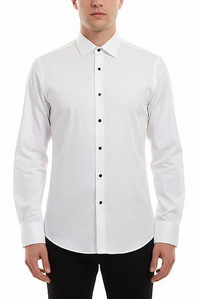 LAWRENCE GREY Pánská Bílá Společenská Košile Dlouhý Rukáv Slim Fit Smokingová Velikost M