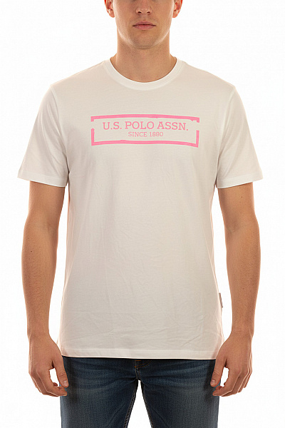 U.S.POLO ASSN. Bílé Tričko S Krátkým Rukávem A Nápisem Basic Velikost XXL