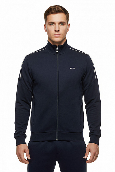 Hugo Boss Pánská Bavlněná Tmavě Modrá Sportovní Mikina Na Zip Se Stojáčkem Vel. L