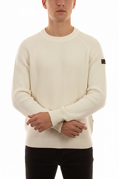 Hechter Pánský Krémový žebrovaný Pulovr Přes Hlavu Velikost M