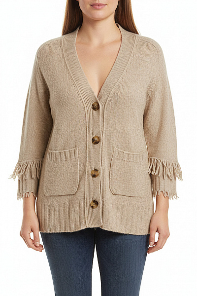 Dámský Svetr Vlněný Béžový ESISTO Vel. XL