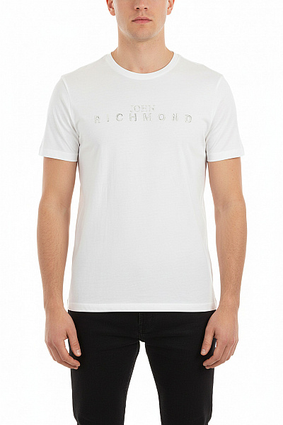 John Richmond Pánské Bílé Tričko S Krátkým Rukávem A Nápisem Vel. L