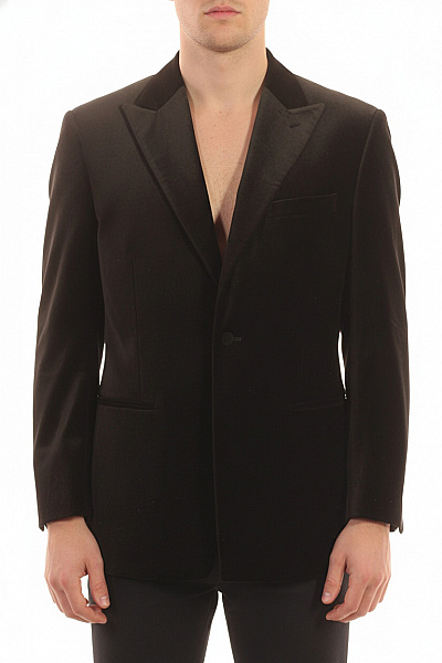 SELECTED Bavlněné černé Sametové Sako Volnočasové Jednořadé Ležérní Vel. 54