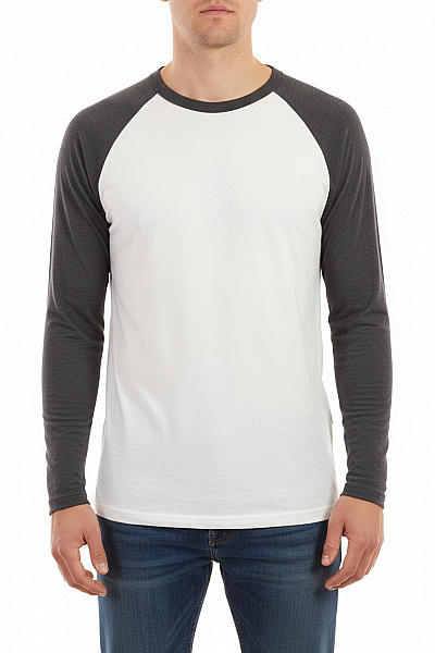 BRAVE SOUL Pánské Tričko Raglánový Rukáv Dlouhý Bílé Šedé Basic Vel. L