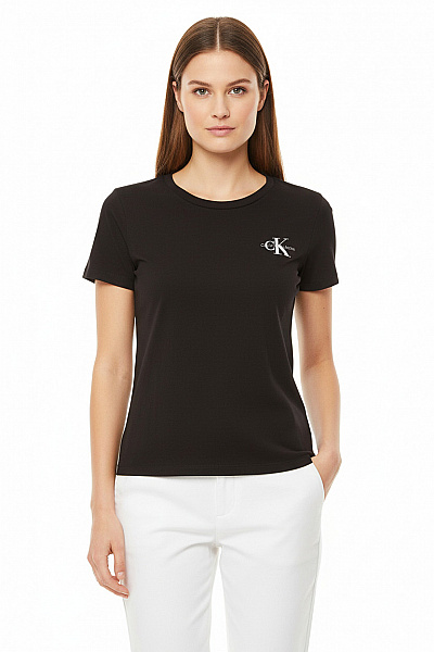 Calvin Klein Dámské Hnědé Tričko S Krátkým Rukávem A Kulatým Výstřihem Basic S Potiskem Velikost M