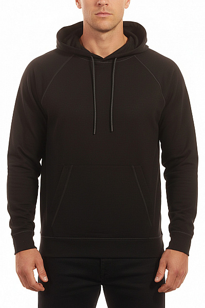 ARMANI Pánská černá Mikina S Kapucí A Klokaní Kapsou Přes Hlavu Velikost Xl