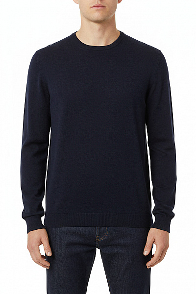 Roberto Cavalli Pánský Tmavě Modrý Tenký Basic Pulovr Přes Hlavu Dlouhý Rukáv Velikost L