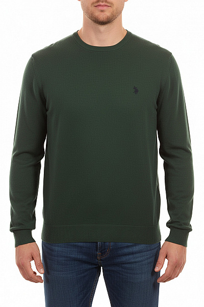 U.S.POLO ASSN. Pánský Tmavě Zelený Pulovr Basic Dlouhý Rukáv Přes Hlavu Velikost 3xl