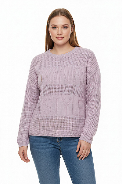 Monari Dámský Bavlněný Fialový Pulovr Oversized Hrubě Pletený Volný Vel. 42