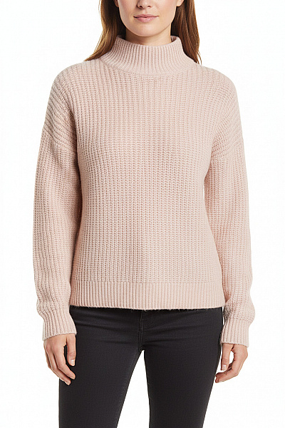 ESISTO Dámský Vlněný Hrubě Pletený Rolák Růžový Volný Podzimní Velikost M