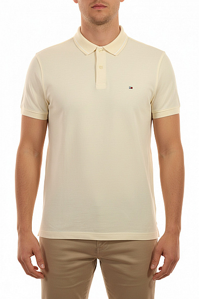 TOMMY HILFIGER Dámské Krémové Polo Tričko S Krátkým Rukávem A Límečkem Vel. L