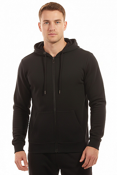 JOOP! Pánská Bavlněná černá Mikina S Kapucí A Zipem Jednobarevná Vel. Xl