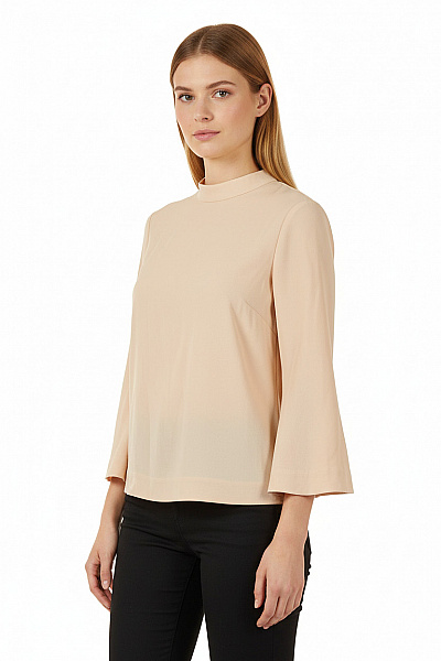 IVY & OAK Dámská Béžová Halenka Se Stojáčkem A Zvonovými Rukávy Elegantní Vel. 34