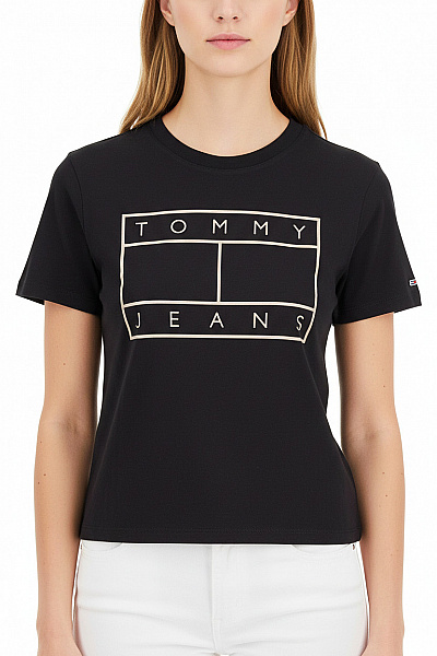 TOMMY HILFIGER Dámské Tričko S Potiskem Černé Vel. S