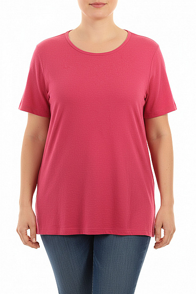 VIA APPIA DUE Dámské Růžové Tričko Krátký Rukáv Jednobarevné Basic Kulatý Výstřih Velikost XXL