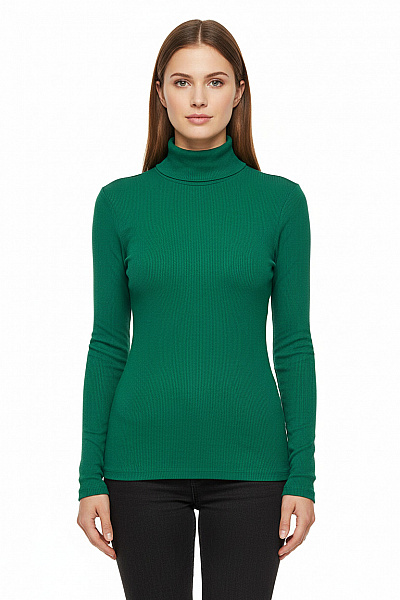 Marc O´Polo Dámský Viskózový Zelený žebrovaný Rolák S Dlouhým Rukávem Basic Velikost L