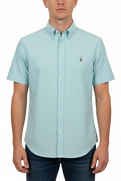 Ralph Lauren Pánská Světle Modrá Krátká Košile Ležérní S Výšivkou Velikost XL