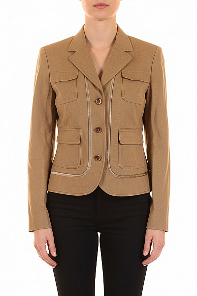 ST.EMILE Dámský Hnědý Blejzr Vypasované Vojenské Kapsy Elegantní Na Běžné Nošení Velikost 38