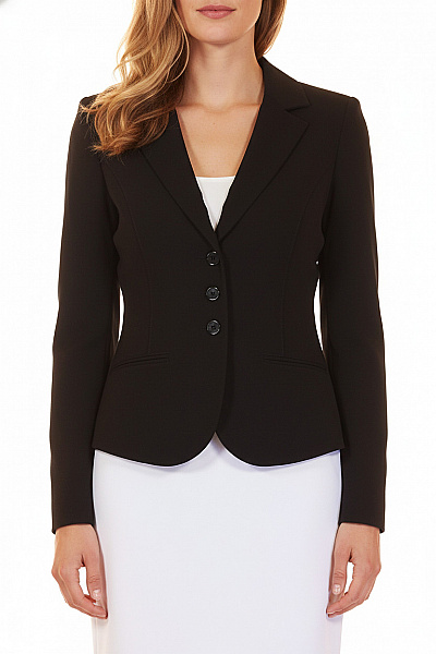 Marks & Spencer Polyesterový Vypasovaný Elegantní černé Sako Business Jednořadé Do Pasu Velikost 14