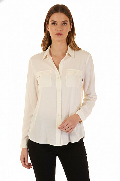 Loft Dámská Elegantní Košile S Dlouhým Rukávem Béžová Polyesterová Velikost S