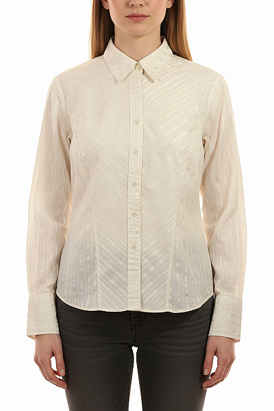 Marks & Spencer Dámská Elegantní Košile S Dlouhým Rukávem Pruhovaná Lesklá Vypasovaná Vel. 20