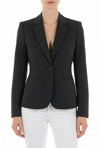 ZARA Černobílé Společenské Sako Vypasované Vzorované S Jedním Knoflíkem Vel. 38