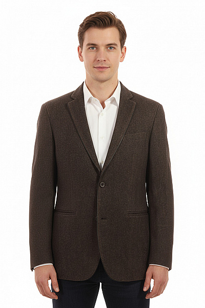 CLUB Of GENTS Vlněné Hnědé Volnočasové Sako Ležérní Vypasované Na Běžné Nošení Velikost 48