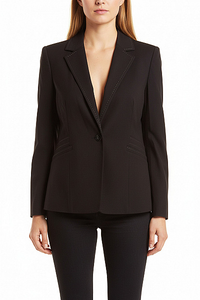 Marks & Spencer Dámské černé Vypasované Sako Elegantní Business Jednořadé S Jedním Knoflíkem Velikost 42