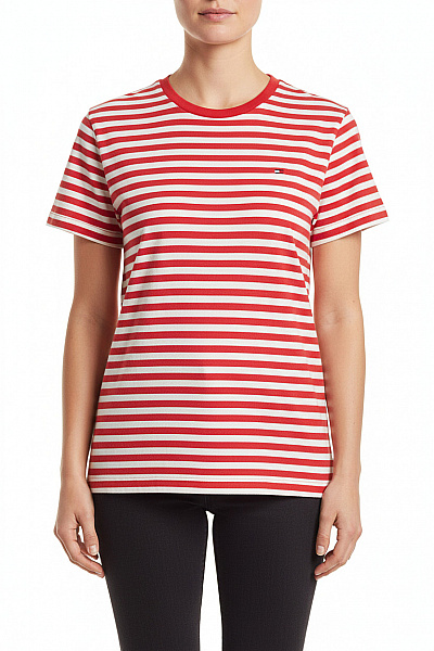 Dámské Tričko S Potiskem Červené TOMMY HILFIGER Vel. L