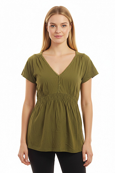 ZARA Dámské Tričko Zelené Second Hand Vel. S