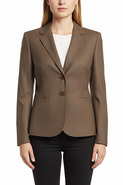 KOOKAI Dámský Hnědý Polyesterový Vypasovaný Blejzr Elegantní Business Podzimní Velikost 42