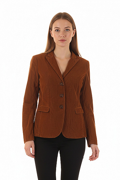 CINQUE Hnědý Bavlněný Manšestrový Vypasovaný Blejzr Na Běžné Nošení Podzimní Velikost 38