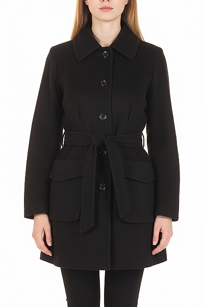 STEFANEL Krátký Dámský Kabát Vlněný Černý Vel. 34