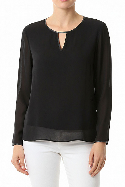 ZARA Černá Průsvitná Halenka Dlouhý Rukáv Elegantní S Výstřihem Do V Vel. Xl