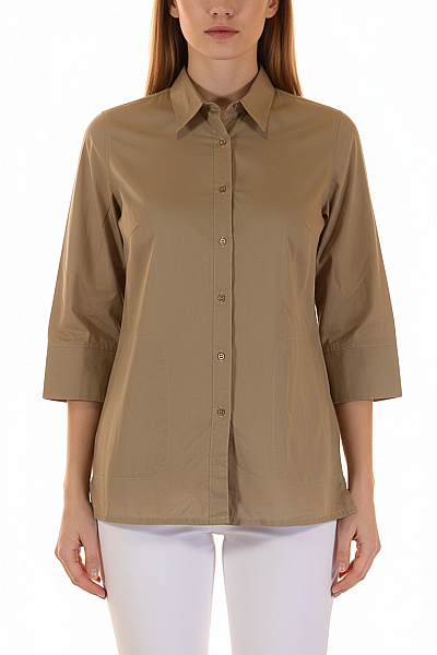 ZARA Dámská Khaki Košile 3/4 Rukáv Business Ležérní Vypasovaná Vel. M