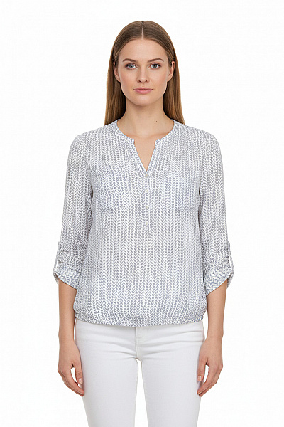 TOM TAILOR Dámská Viskózová Halenka S Dlouhým Rukávem A Potiskem Do Práce Vel. M