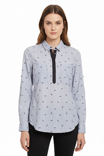 ZARA Vzorovaná  Halenka Modrá Vel. XS