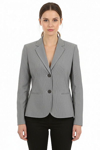 S.OLIVER Dámské Společenské Sako šedé Pruhované Vypasované Business Vel. 42